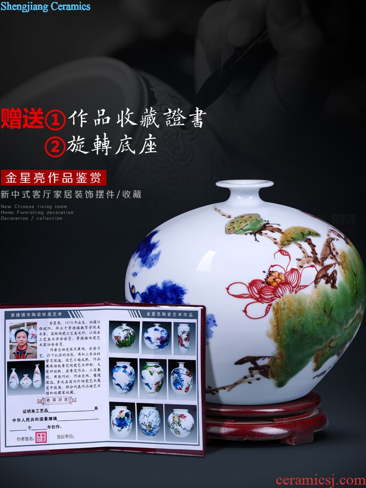 Jingdezhen ceramics furnishing articles Hand-painted vases, flower arranging living room TV ark of Chinese style household handicraft ornament