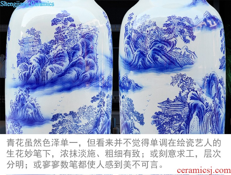 Jingdezhen ceramics antique hand-painted scenery peony home sitting room hotel adornment furnishing articles of large vase