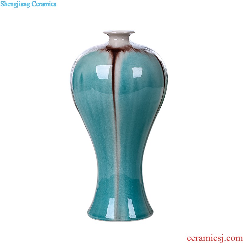 Jingdezhen ceramics vase furnishing articles powder blue glaze sweet grain ears and design the sitting room of Chinese style household ornaments