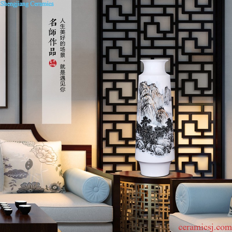 Jingdezhen ceramics hand-painted pastel landscape vases, flower arranging furnishing articles large The sitting room of Chinese style household ornaments