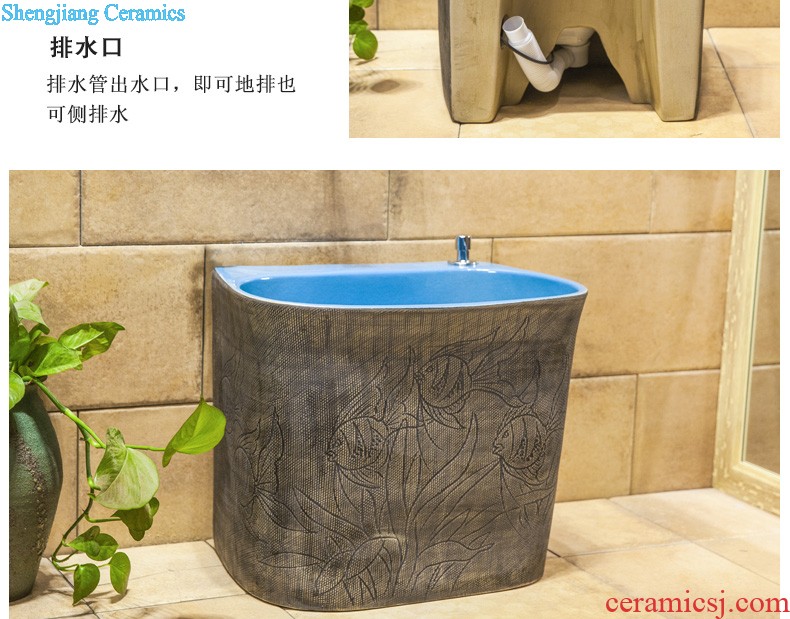 Koh larn, neat hand-drawn square stage basin ceramic lavabo art of the basin that wash a face basin sinks green lotus