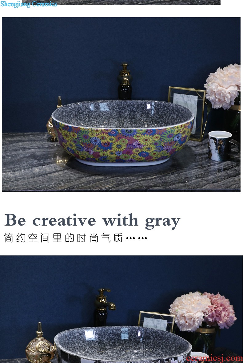 New Chinese style on the ceramic basin sink household toilet basin washing a face wash gargle oval art basin