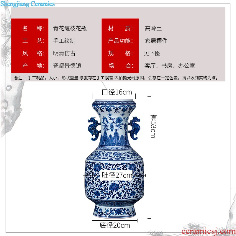 Sz - 035 blue and white porcelain of jingdezhen ceramics jiangnan spring scenery of large vase home sitting room adornment is placed