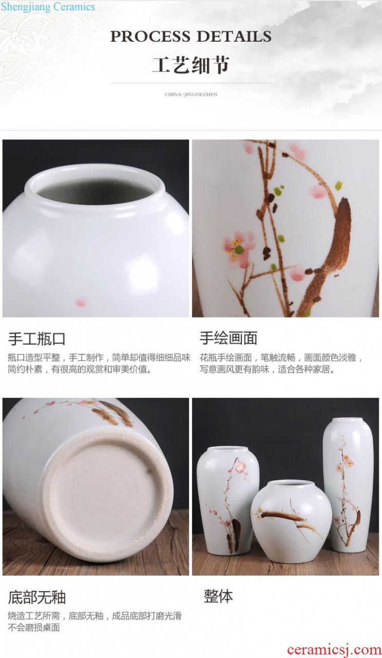 Jingdezhen ceramics vase furnishing articles hand-painted flower arranging Chinese style living room TV cabinet decoration porcelain home decoration