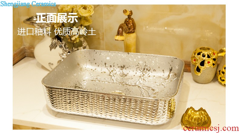 Post, qi stage basin ceramic lavabo gold-plated lavatory elliptical european-style bathroom art gold rings