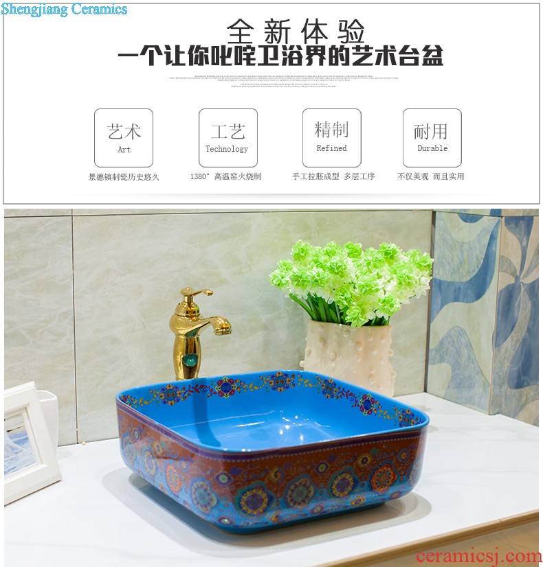 Koh larn, qi stage basin to square the basin that wash a face the sink ceramic sanitary ware art basin yellow butterfly flower