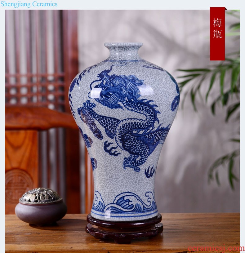 Jingdezhen ceramics hand blue and white porcelain vase large sitting room of new Chinese style household adornment TV ark furnishing articles