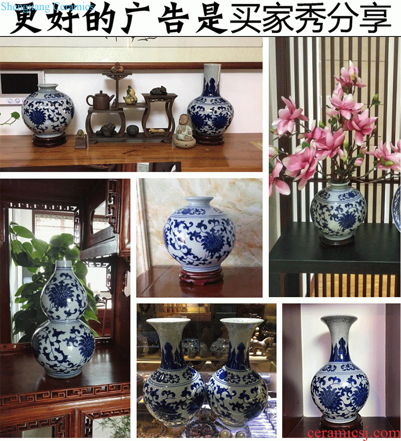 Jingdezhen porcelain vases, pottery and porcelain furnishing articles three-piece sitting room flower arranging the modern Chinese style household adornment TV ark