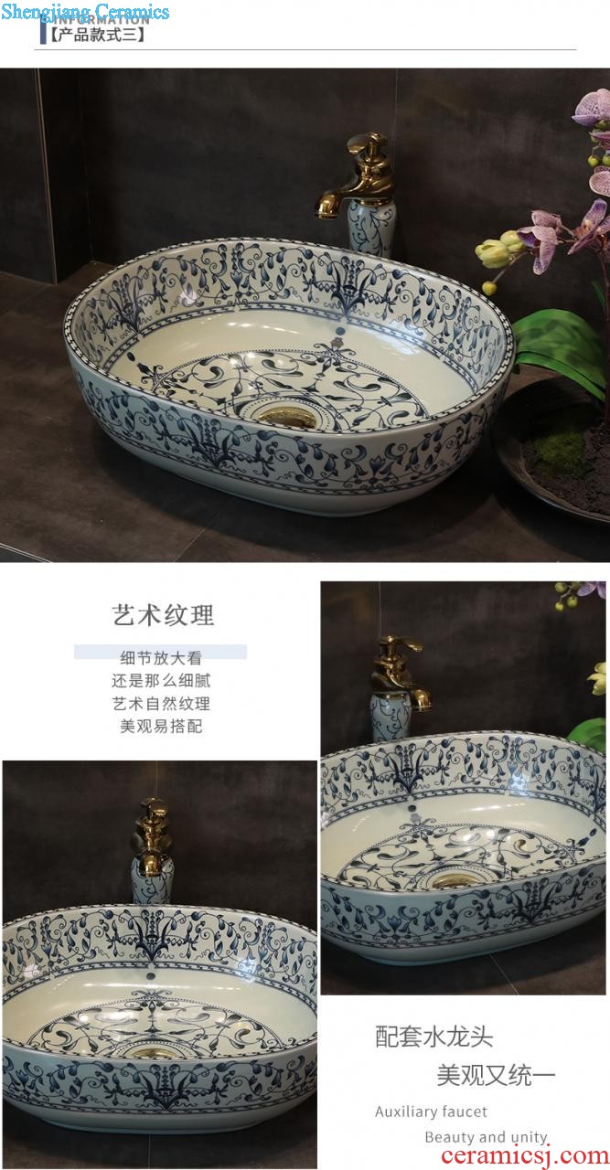 Basin of Chinese style on the sink on the ceramic lavatory square personality and artistic basin waist drum basin restoring ancient ways