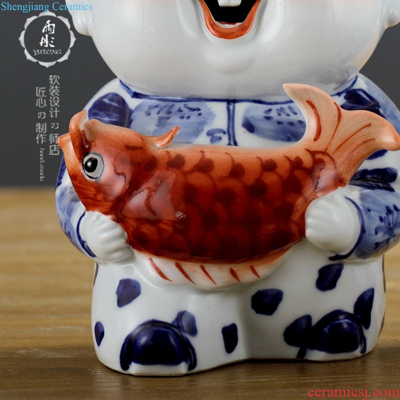 Rain tong home | jingdezhen ceramics Hand painted blue and white porcelain/painted the sitting room is lovely monkeys porcelain decorative furnishing articles