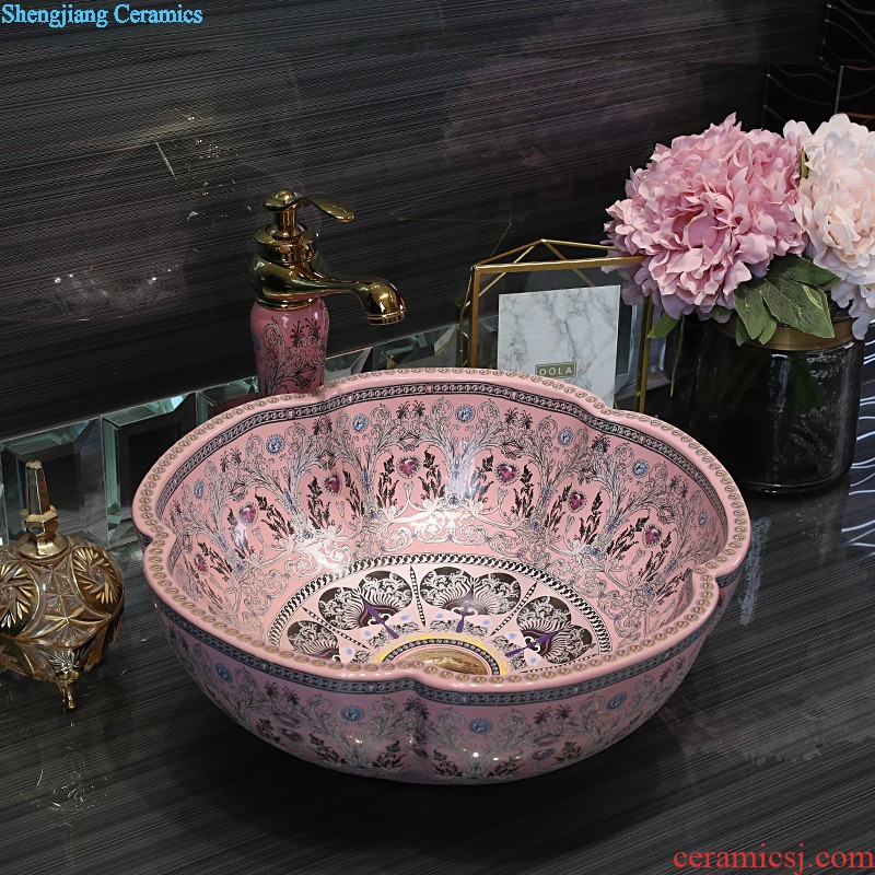 Gold cellnique bathroom sinks hand basin stage basin bathroom art ceramic face basin ceramic POTS of gold and silver