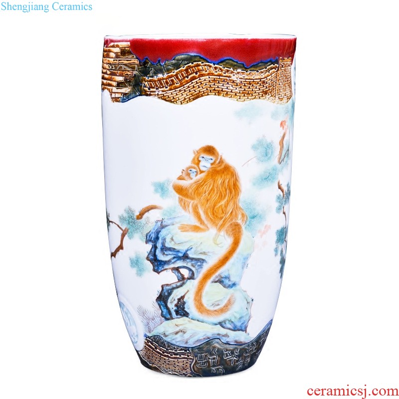 Jingdezhen ceramics imitation qing qianlong powder enamel vase all around open the big living room home furnishing articles collection