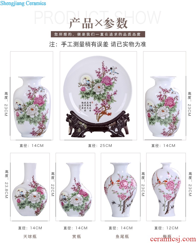 Jingdezhen ceramics modern three-piece floret bottle of flower arrangement, sitting room of Chinese style household decorations crafts