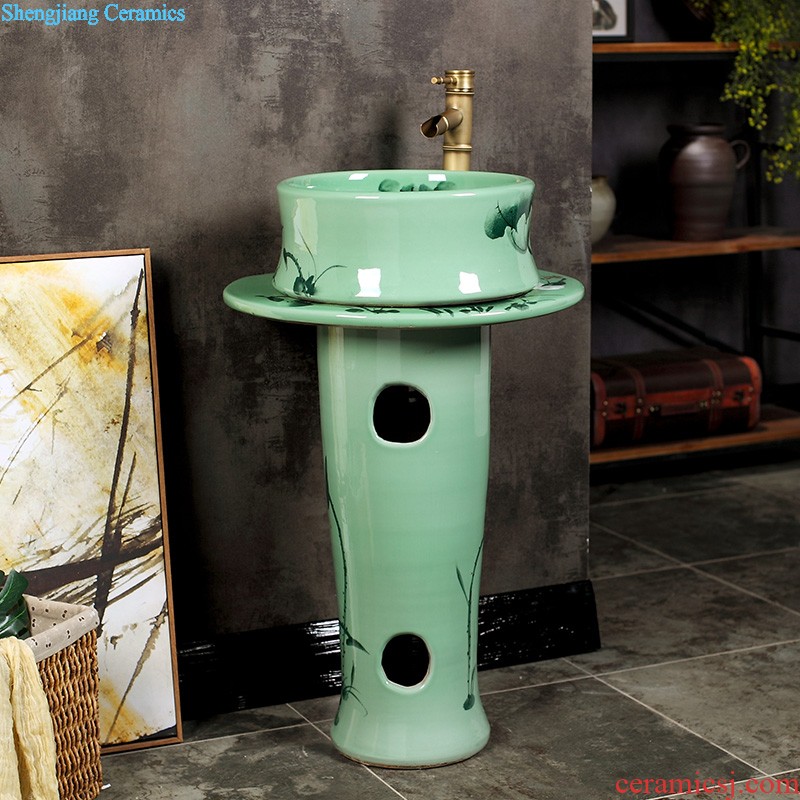 The sink pillar basin integrated ceramic basin of pillar type lavatory toilet column vertical floor balcony basin