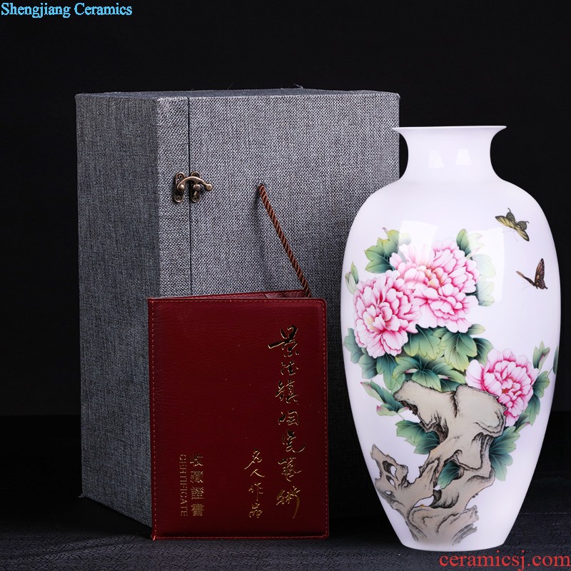 Jingdezhen ceramics The masters hand shan chunxiao vase furnishing articles Home sitting room flower arranging decorative arts and crafts