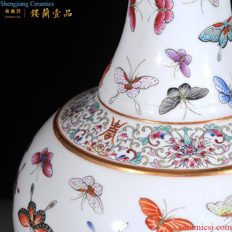 Jingdezhen imperial kiln chinaware imitation qing qianlong medallion four seasons flower enamel bottle of the sitting room decorate household