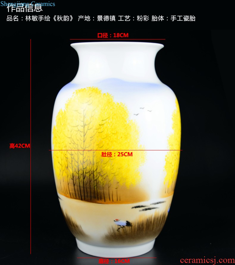 Jingdezhen ceramics Hand draw landscape painting large blue and white porcelain vase Sitting room be born Chinese style adornment furnishing articles