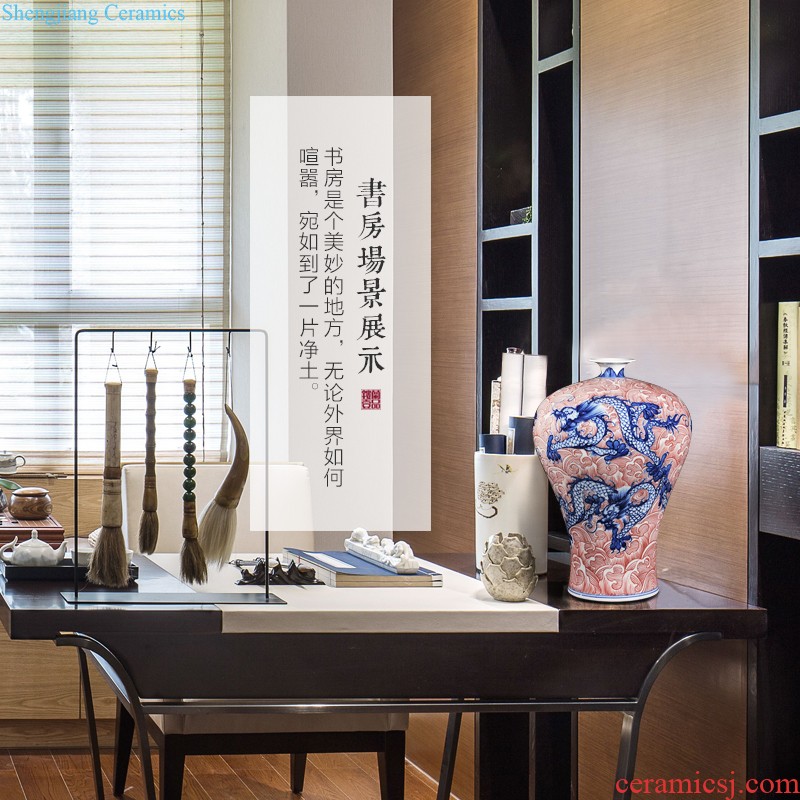 Jingdezhen ceramic imitation qing qianlong youligong tangled branches lotus grain painting and calligraphy vats of sitting room adornment of new Chinese style furnishing articles