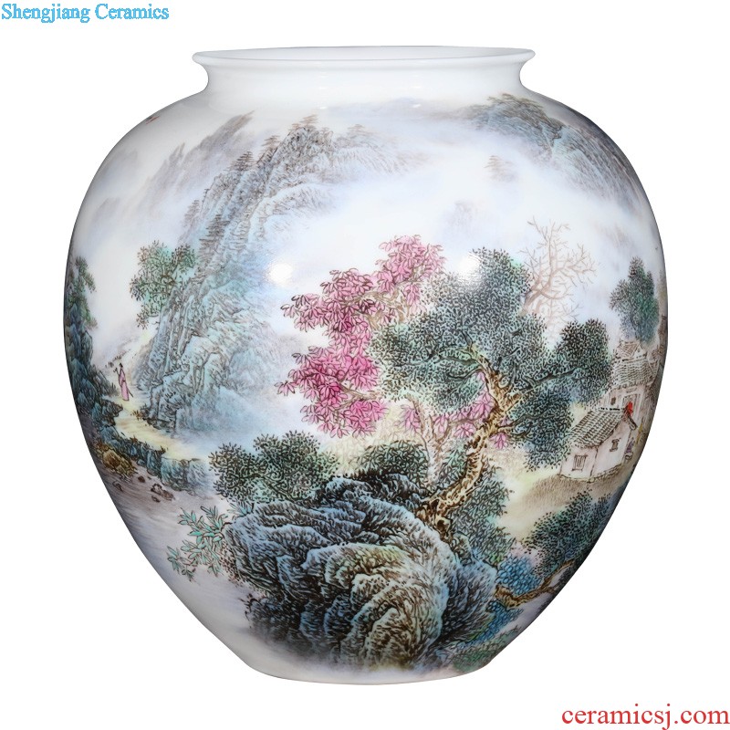 Jingdezhen ceramics vases, flower arranging hand-painted sabingga sukdun dergici jimbi New Chinese style living room place TV ark adornment