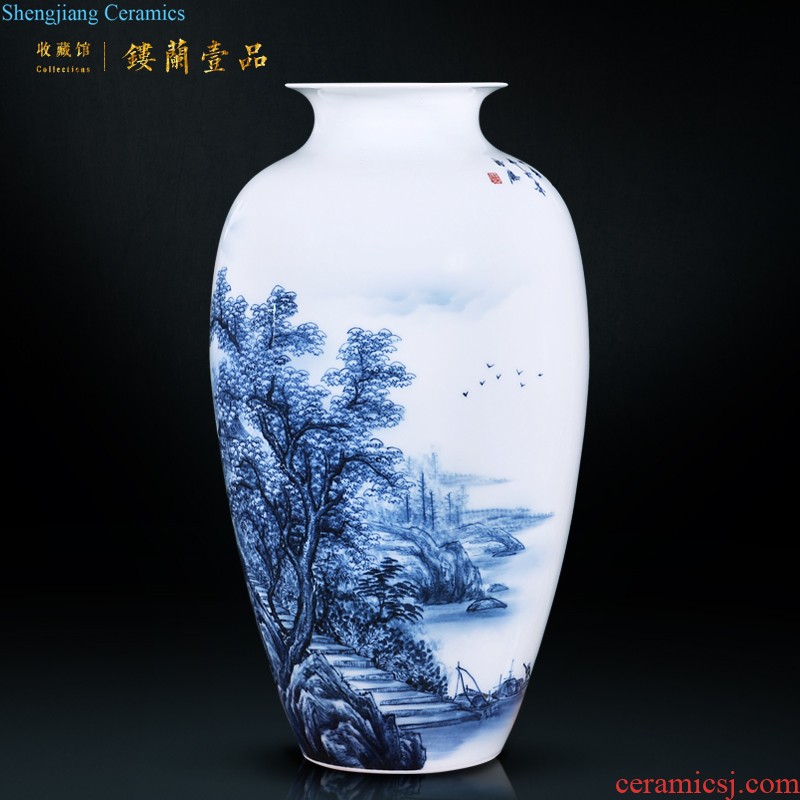 Jingdezhen ceramics Imitation qing qianlong powder green high cylinder vases, collection of Chinese style household decorations furnishing articles