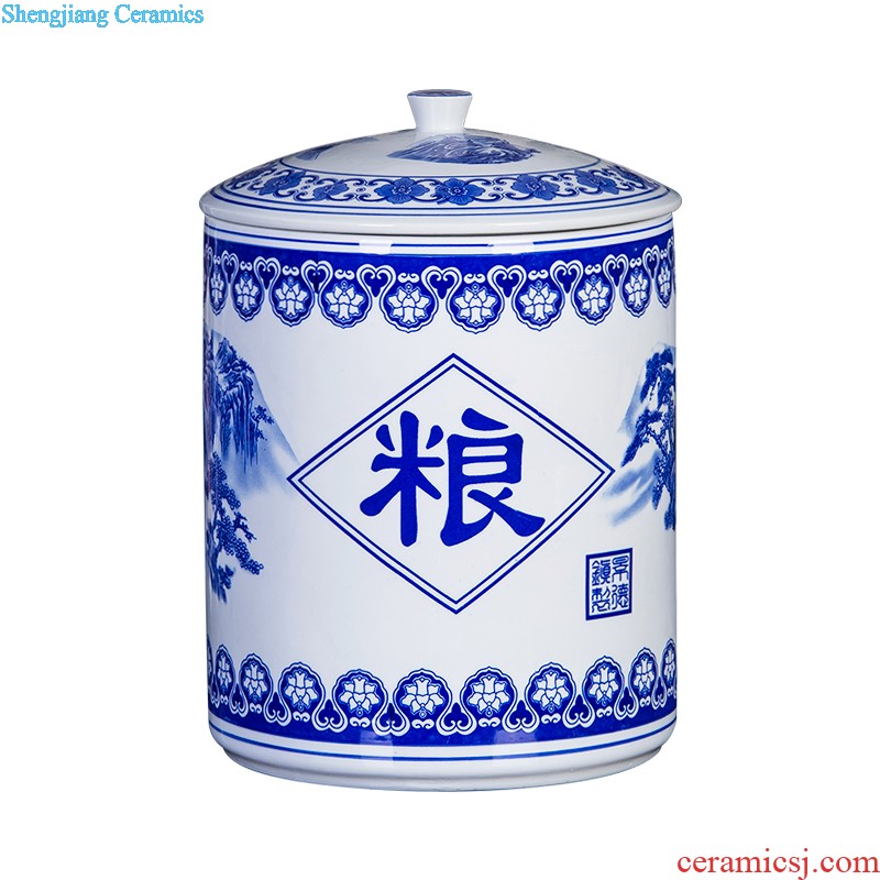 Jingdezhen ceramics antique blue-and-white bound branch lotus bottles of Chinese classical large Angle of the sitting room a few adornment furnishing articles