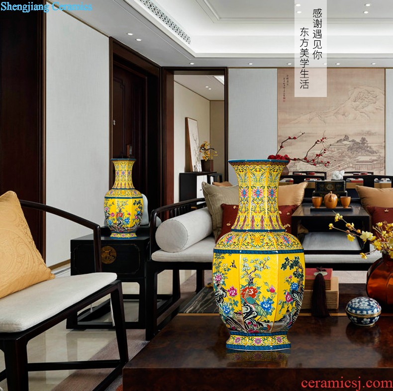 Jingdezhen ceramic hand-painted vases, flower arranging beaming new living room TV cabinet decoration of Chinese style household furnishing articles