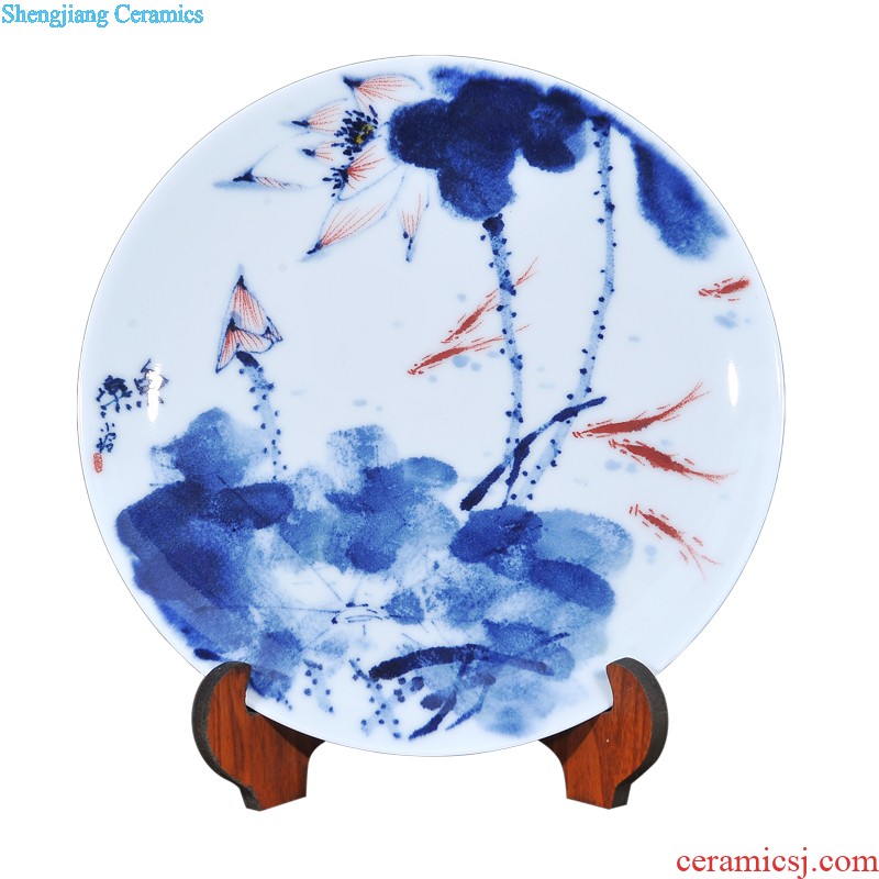 Jingdezhen ceramics vase Three Yang kaitai Wang Yunxi blue and white porcelain flower handicraft furnishing articles of contemporary sitting room