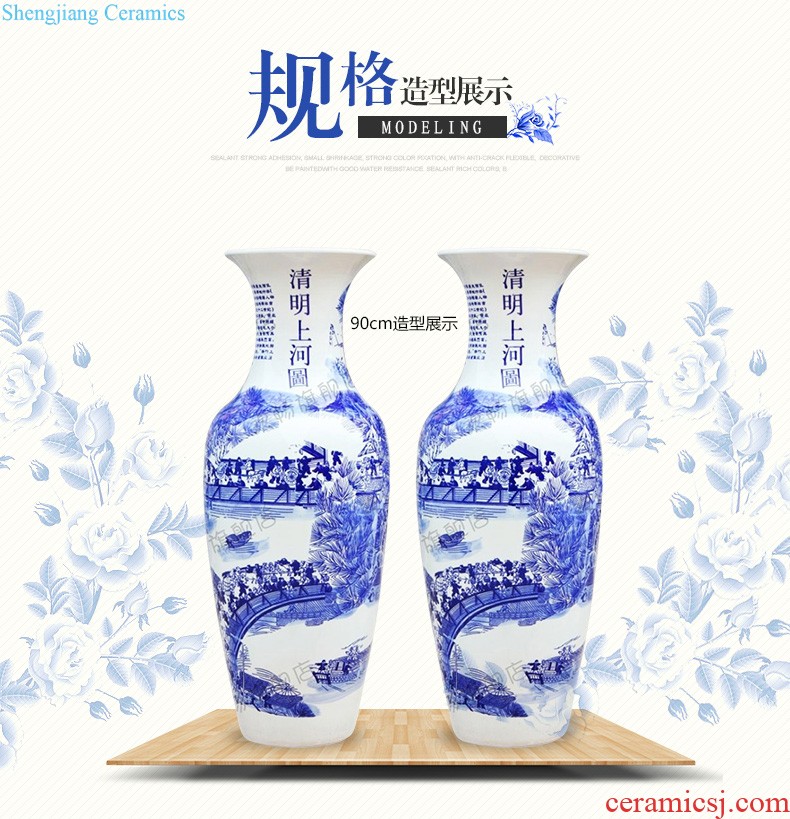 Master of jingdezhen ceramics vase hand-painted shadow blue paint pomegranate bottles of Chinese style living room decoration office furnishing articles