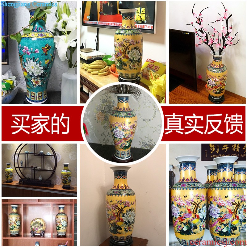 Jingdezhen ceramics hand-painted vases ChunManQianKun knife clay New Chinese style living room porch place ornament