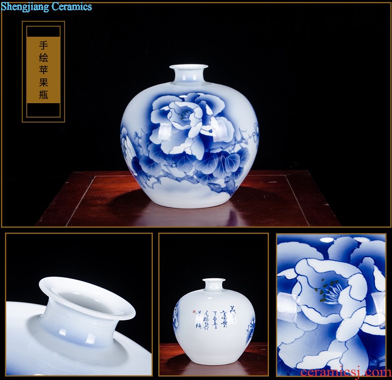 Jingdezhen ceramics imitation Ming vase sitting room home decoration furnishing articles hand-painted pastel archaize fish algae general grain tank