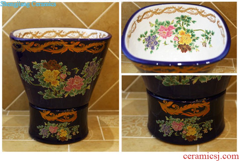 Koh larn, qi ceramic sanitary ware of toilet stage basin sink toilet lavatory basin hand-painted plum blossom