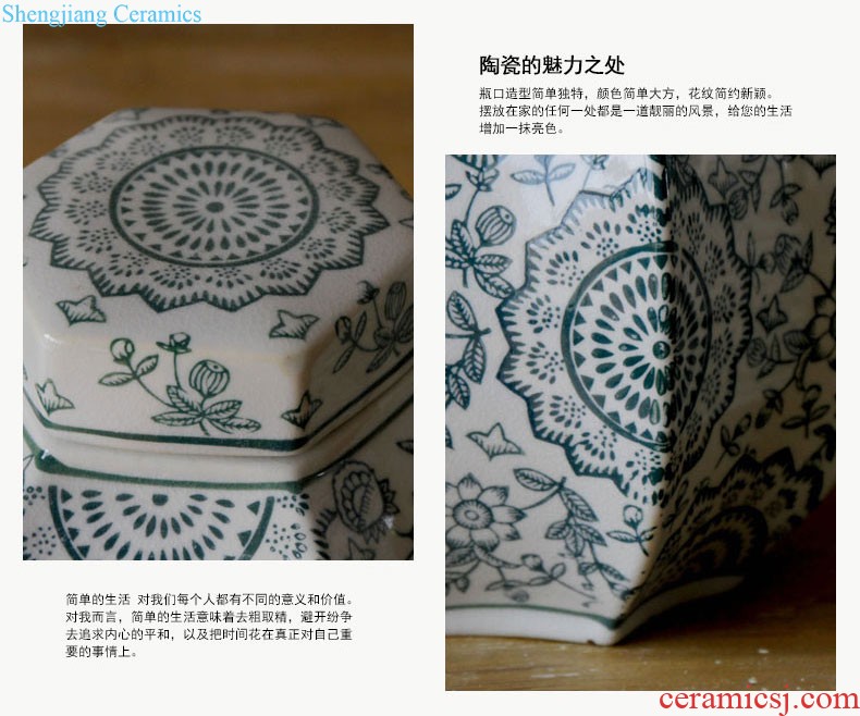 Rain tong home | jingdezhen ceramics european-style six edge ceramic pot home sitting room porch home furnishing articles