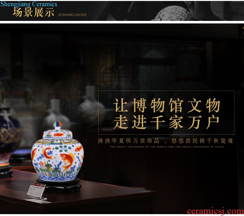 Jingdezhen ceramic bucket color flower vase sitting room the bedroom TV ark of new Chinese style household decorative items furnishing articles