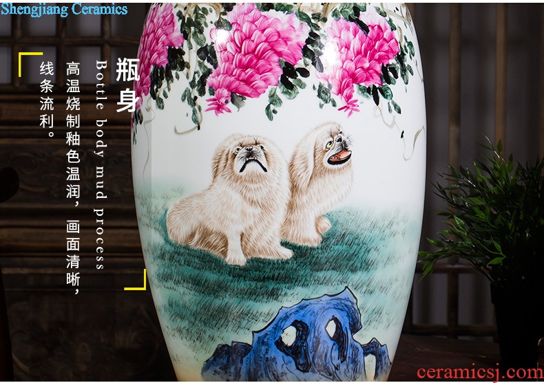 Jingdezhen ceramic floor big vase archaize hand-carved yueyang sitting room adornment is placed opening gifts