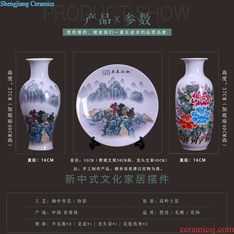 Jingdezhen ceramics vase hand-painted Pine crane flower arranging new Chinese style living room decoration crafts porch place