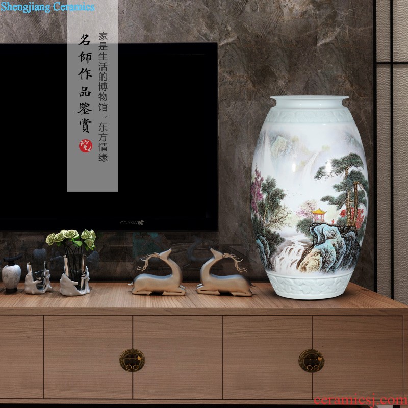 Jingdezhen ceramics vase Wang Yunxi hand-painted golden blue and white porcelain is good news Contemporary sitting room handicraft furnishing articles