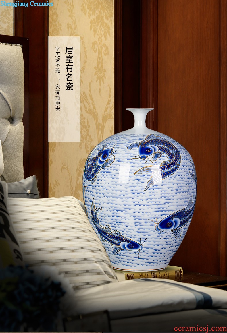 Jingdezhen ceramics hand-painted color ink landscape painting of large vase sitting room place hotel css0 ornament