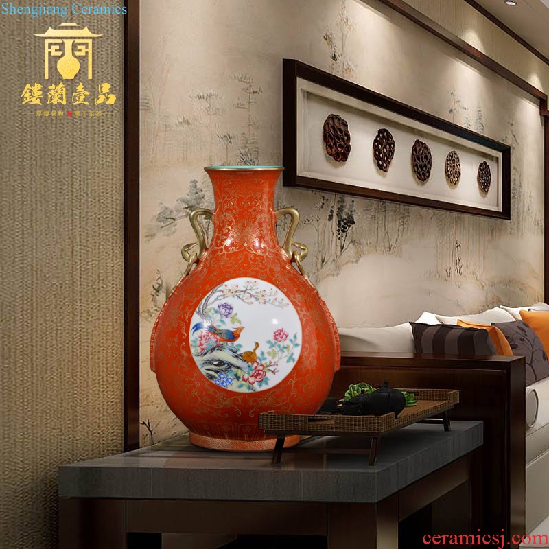 Jack imitation qing sharply jingdezhen ceramics glaze Jin Longshuang ear great vase Chinese style household adornment furnishing articles