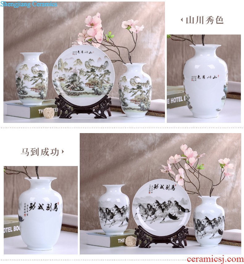 Jingdezhen ceramics modern three-piece floret bottle of flower arrangement, sitting room of Chinese style household decorations crafts