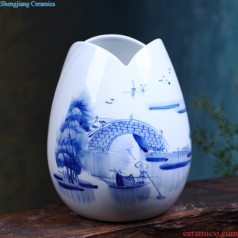 Jingdezhen ceramics vase furnishing articles pastel landscape flower arranging, new Chinese style household living room TV ark adornment