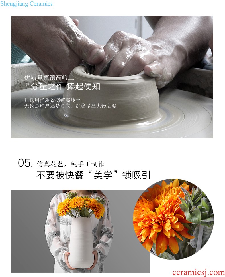 Vase furnishing articles flower arranging contracted sitting room small and pure and fresh household ceramic vase desktop Nordic flower vase decoration