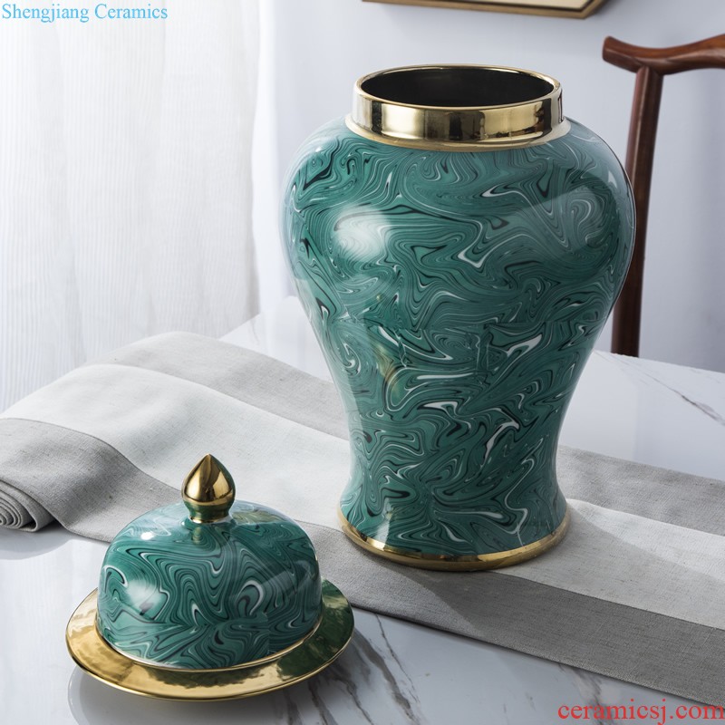 Jingdezhen ceramics celadon vase carving flower arrangement sitting room home pottery soft adornment restoring ancient ways furnishing articles