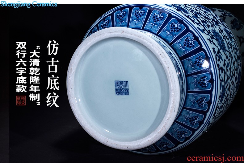 Sz - 035 blue and white porcelain of jingdezhen ceramics jiangnan spring scenery of large vase home sitting room adornment is placed