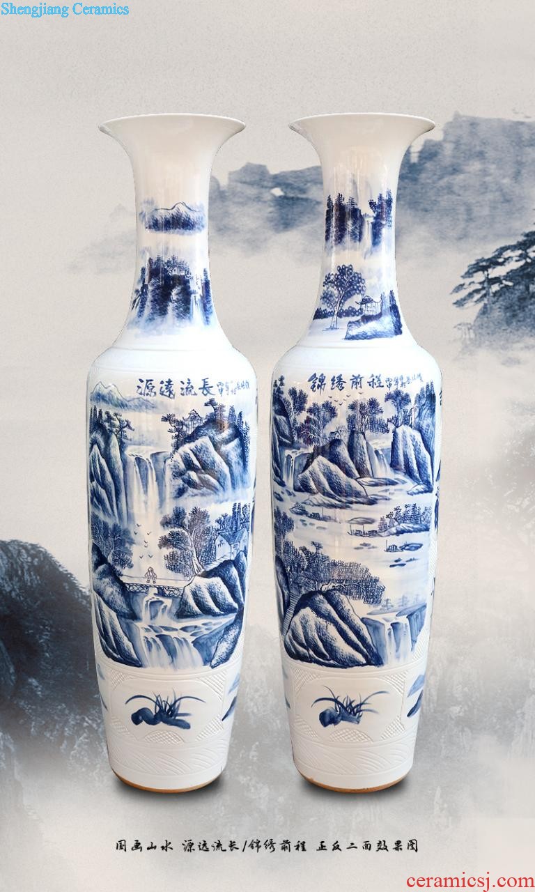 Gu wind 052 jingdezhen blue and white hand painting Opening ceremony/1.8 meters 2.2 meters antique vase