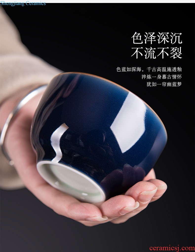 Jingdezhen kung fu tea cups kiln hand-painted teacup sample tea cup single glass ceramic tea set firewood building masters cup