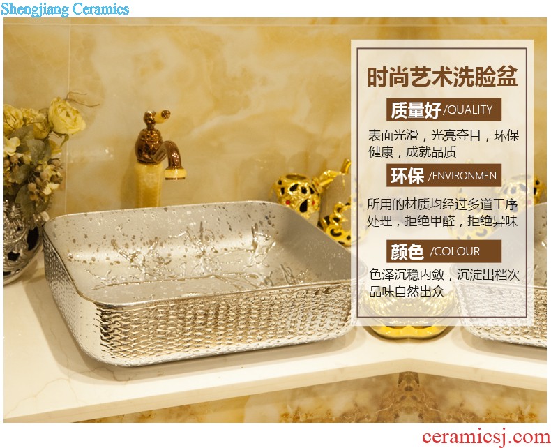 Post, qi stage basin ceramic lavabo gold-plated lavatory elliptical european-style bathroom art gold rings