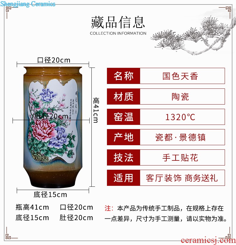 Jingdezhen ceramics famous hand-painted flower arranging device of blue and white porcelain vase furnishing articles rich ancient frame sitting room decoration