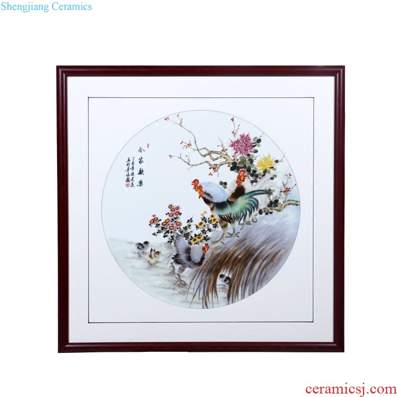 Jingdezhen ceramics hand-painted background of new Chinese style household sitting room adornment metope adornment mural porcelain plate hang a picture