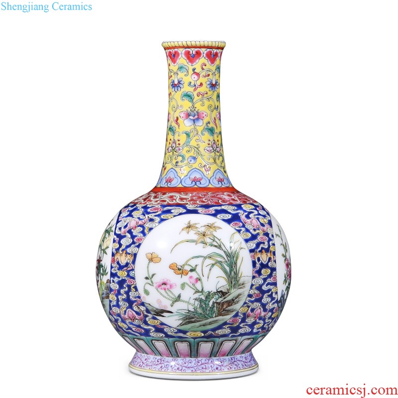 Jingdezhen imperial kiln chinaware blue colour imitation qing qianlong offering dragon mei bottles of sitting room decorative home furnishing articles collection