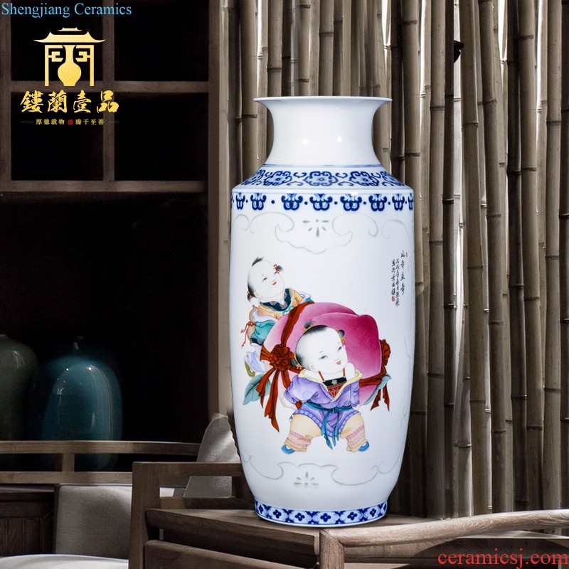 Jingdezhen ceramic hand-painted flower arranging thin body new Chinese style household vase sitting room porch decoration wedding gift furnishing articles